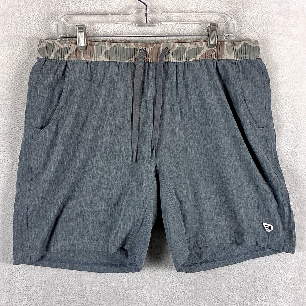 Burlebo Shorts Men L Grizzly Grey Performance Stretch Preppy Outdoor Gym Workout